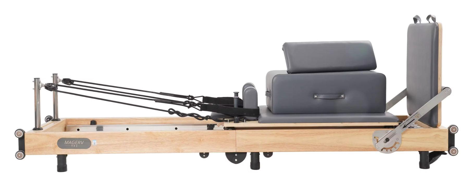Ascendic professionel foldbar pilates reformer i massivt egetræ