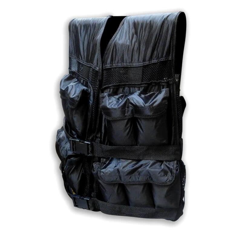 Sort vægtvest 20 kg med aftagelige 1 kg-vægtpakker